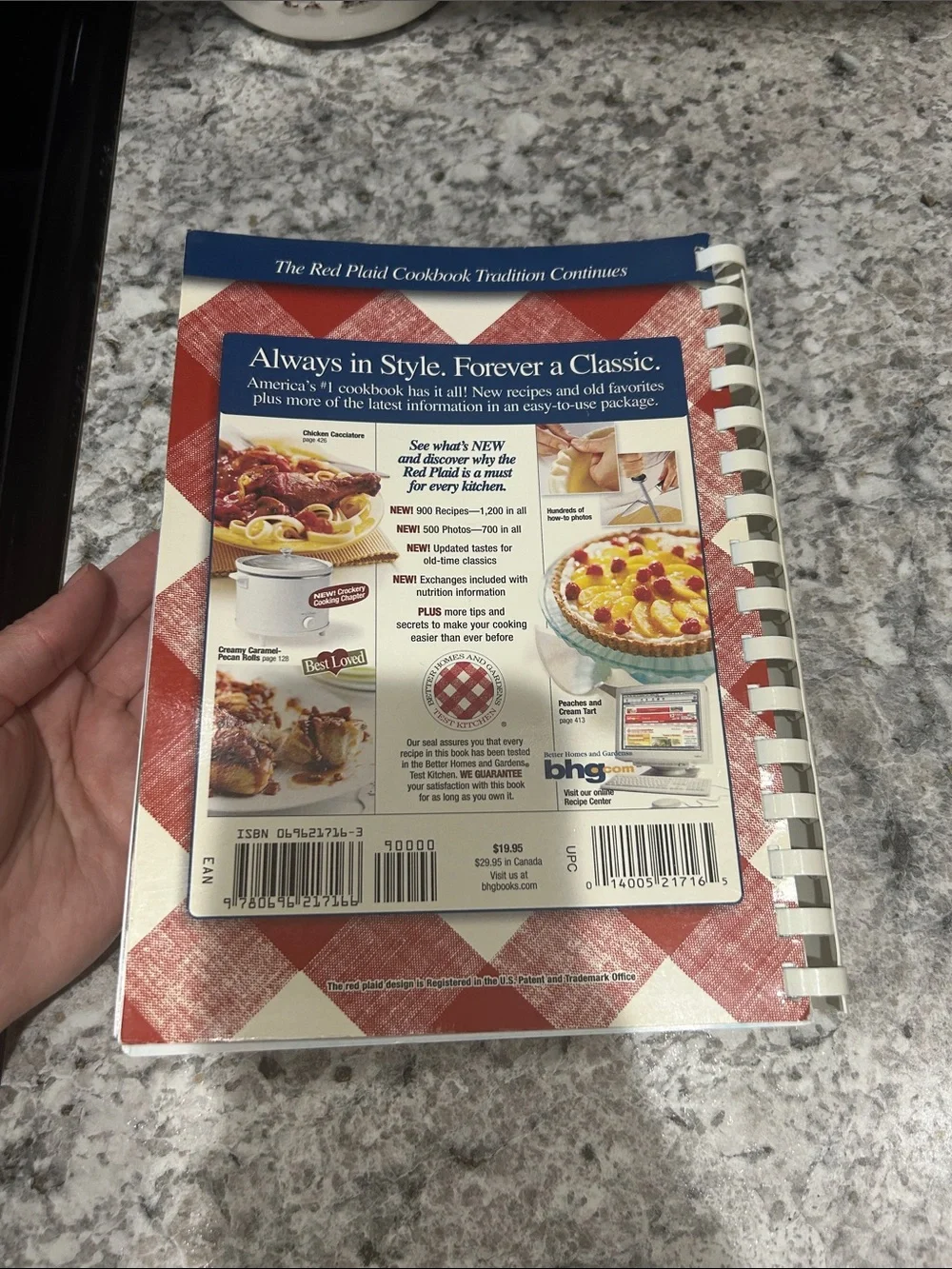 Better Homes And Gardens Cook Book with Red Checked and Blue Banner Cover